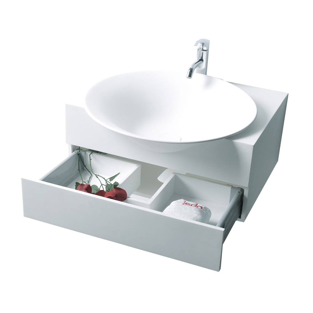 Solid Surface Stone Wall hung Sink Fashionable Cloakroom Drawer Cabinet Washbasin RS3872-image-407067568