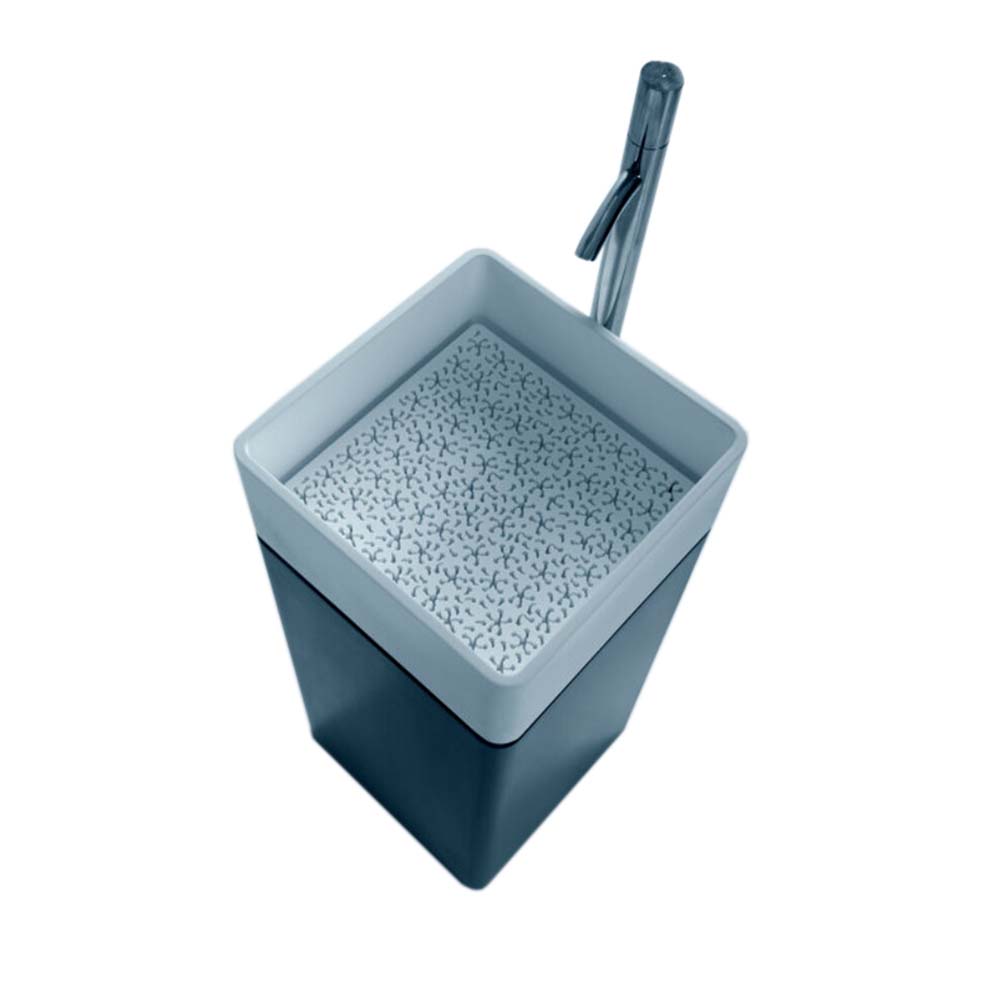 400x400x920mm Freestanding Solid Surface Stone Sink Bathroom Washbasin Cloakroom Square Pedestal Vessel basin RS3874-image-372089992