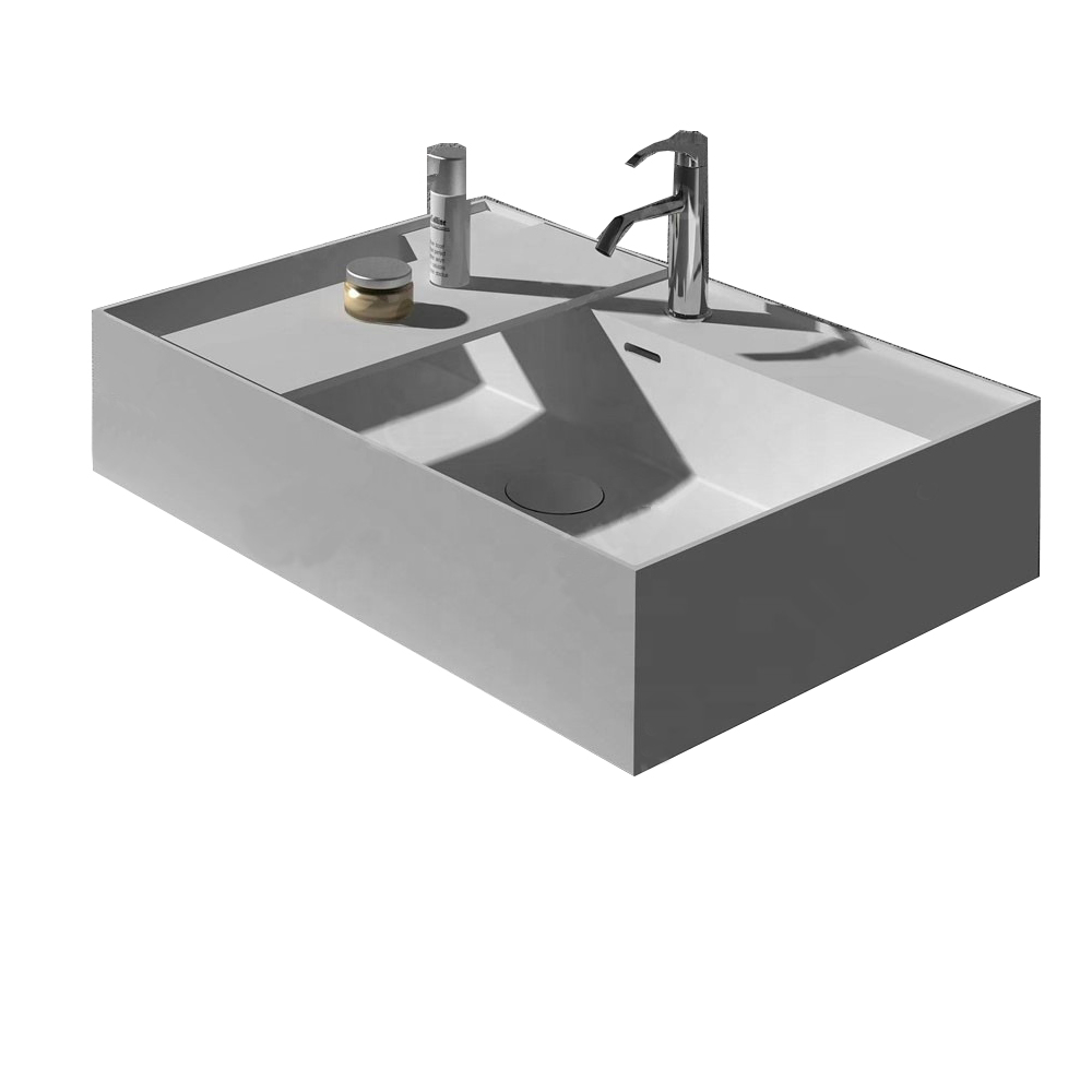 Rectangular Solid Surface Stone Counter Top Vessel Sink Fashionable Cloakroom Vanity Wash Basin RS38331-image-383325703
