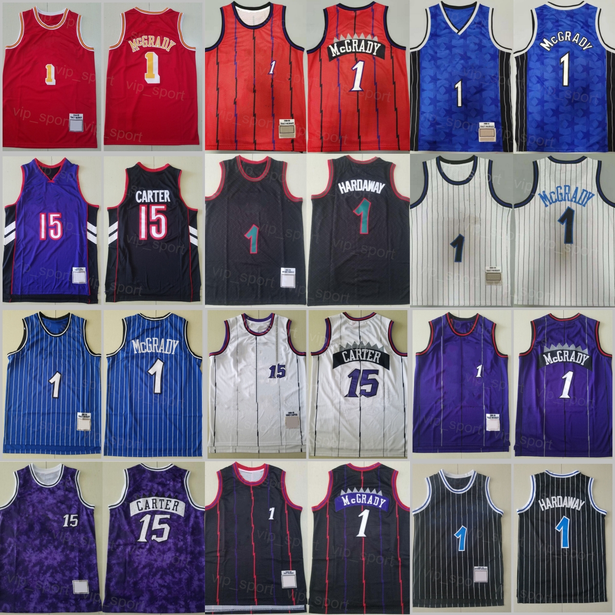 Throwback Basketball Retro Tracy McGrady Jersey 1 Vince Carter 15 Penny Hardaway Vintage Stripe Black Red White Purple Blue Team Color All Stitch-image-757048492