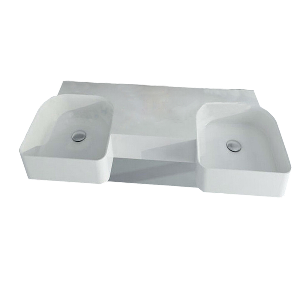 Solid Surface Stone Wall Hung Sink Fashionable Cloakroom Double Washbasins RS38190-image-407067283