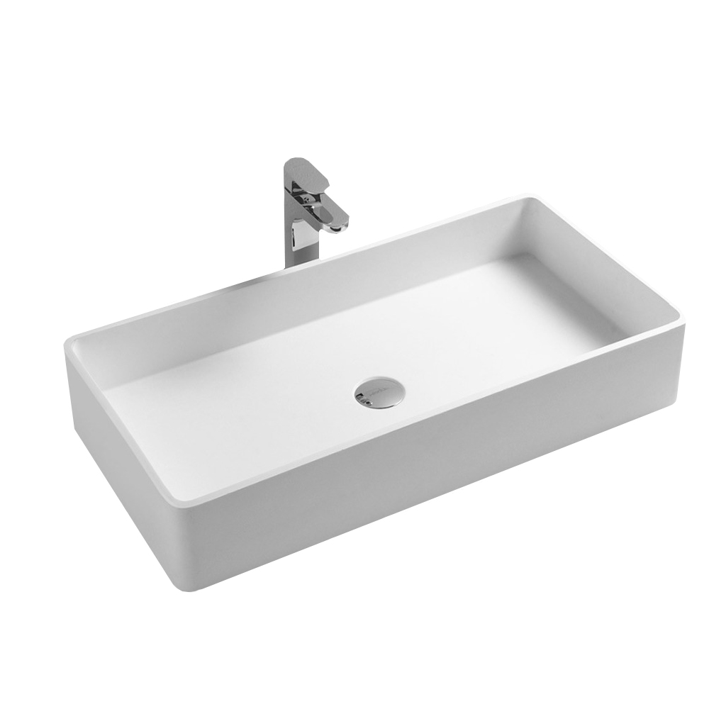 800mm Bathroom Stone Wash Sink Solid Surface Resin Vessel Washbasin Countertop Basin RS3813-image-407030749