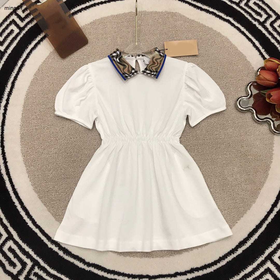 Brand girls skirt kids designer clothes Plaid lapel girl dresses Size 100-150 CM Princess dress summer Short sleeve baby frock 24Mar-image-949401590