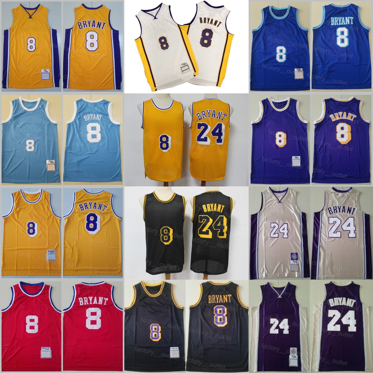 Throwback Basketball Bryant Retro Jersey Vintage All Stitched Black Red White Yellow Purple Beige Blue Team Color For Sport Fans Breathable High-image-766597394