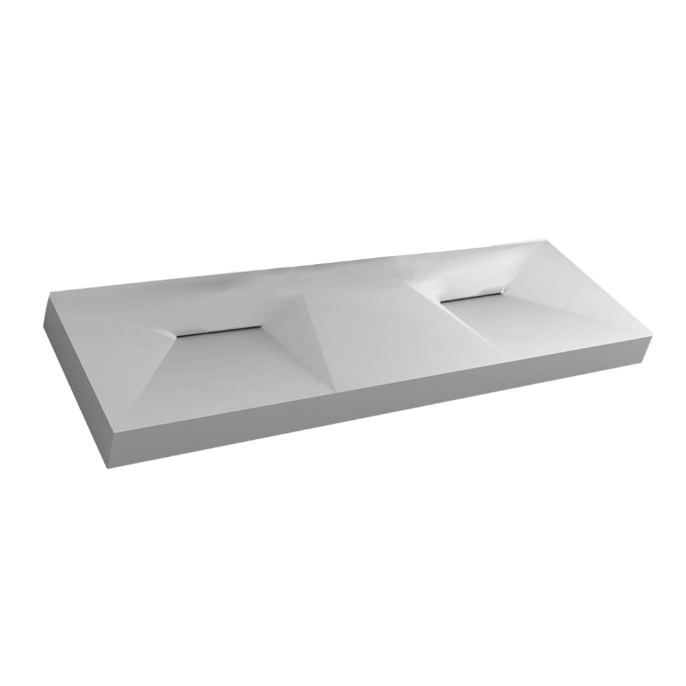 Bathroom Solid Surface Stone Rectangular Wall hung Sink Cloakroom Matt Washbasin RS38429-image-407067972