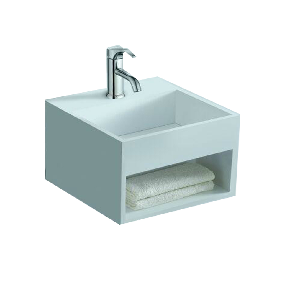 Rectangular Solid Surface Stone Wall Hung Sink Cloakroom Wall Mounted Wash Basin RS3835-image-383341330