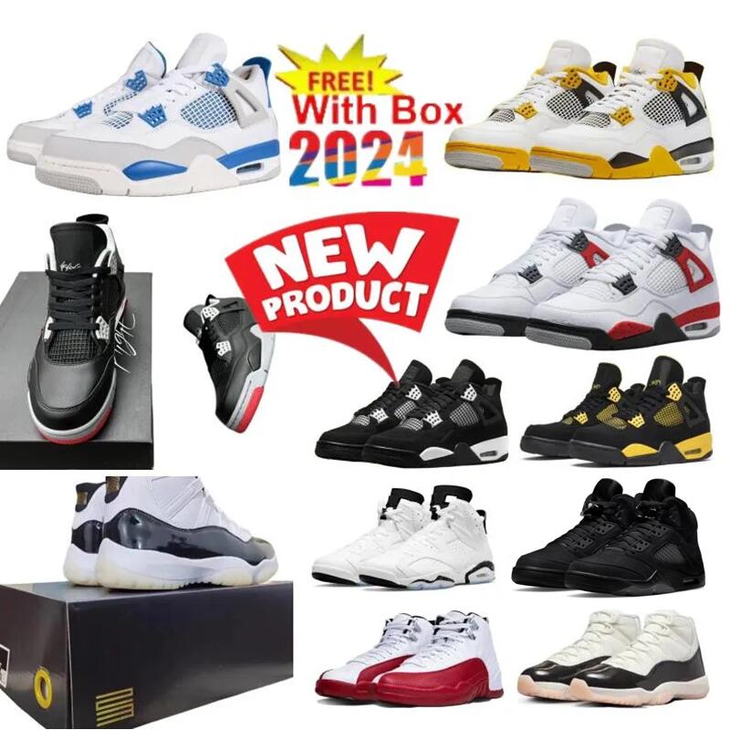 Bred Reimagined 4s White Thunder Black Cat 5s DMP Basketball Shoes Military Blue 4 Gratitude Olive 1 Fear Aqua Playoffs Red Men Women 2024 New Low S