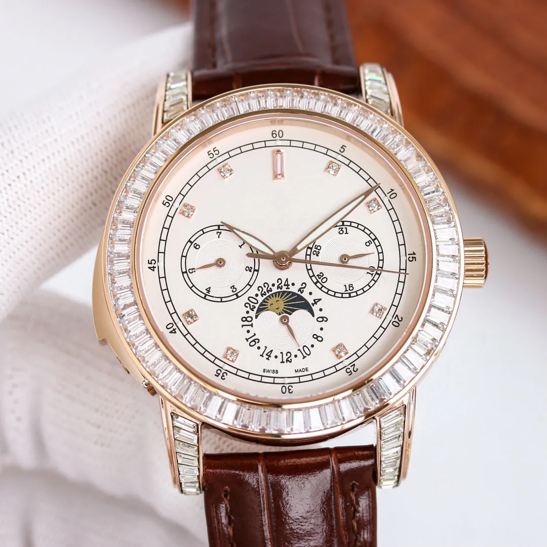 TW factory produces multifunctional 5073 watch series Changxing square diamond bezel with calfskin strap 42mm size scratch resistant sapphire gla-image-949886341