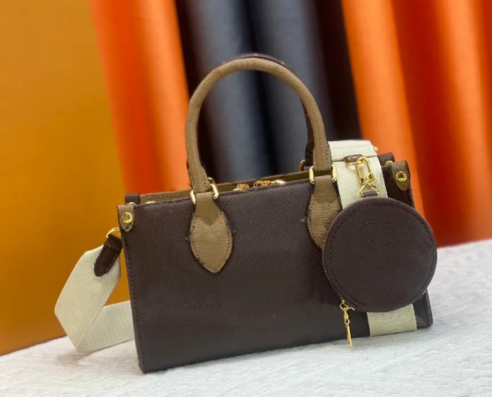 REAL Zipper Brown Floer The Go East Black Emed Leather Bags Detachable Circular Coin Purse Top Handle Wide Shoulder Strap-image-988525084