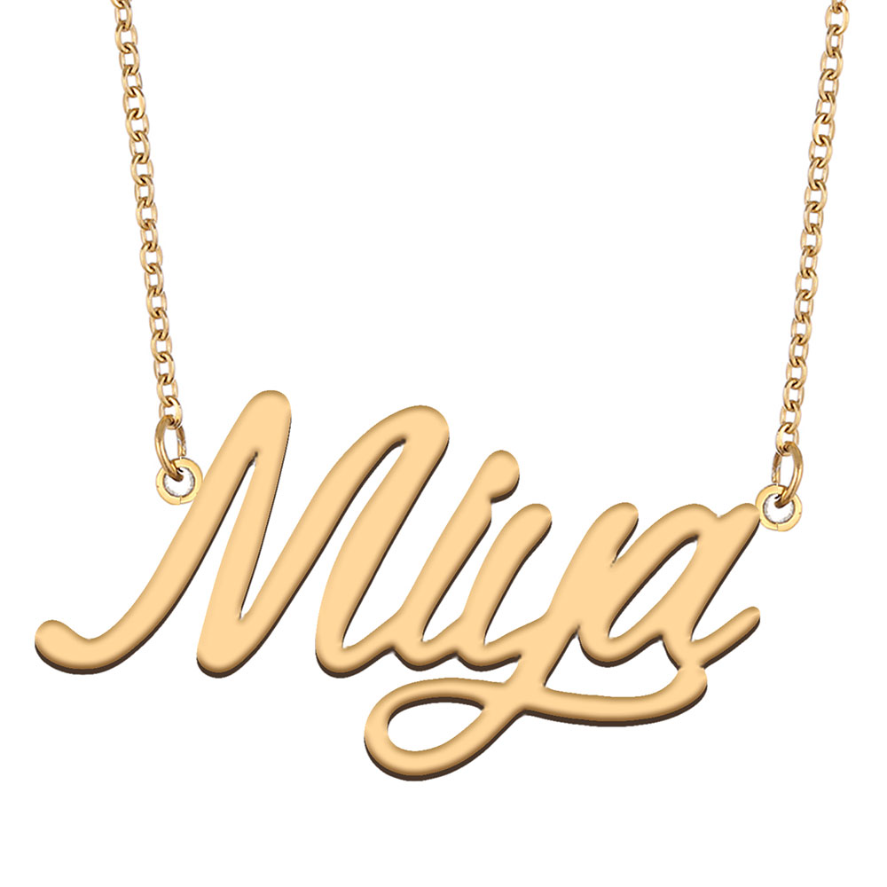 Collier de nom miya Pendentif pour la plaque signalétique personnalisée pour femmes Girls d'anniversaire Gift Kids Best Friends Bijoux 18K Gold p
