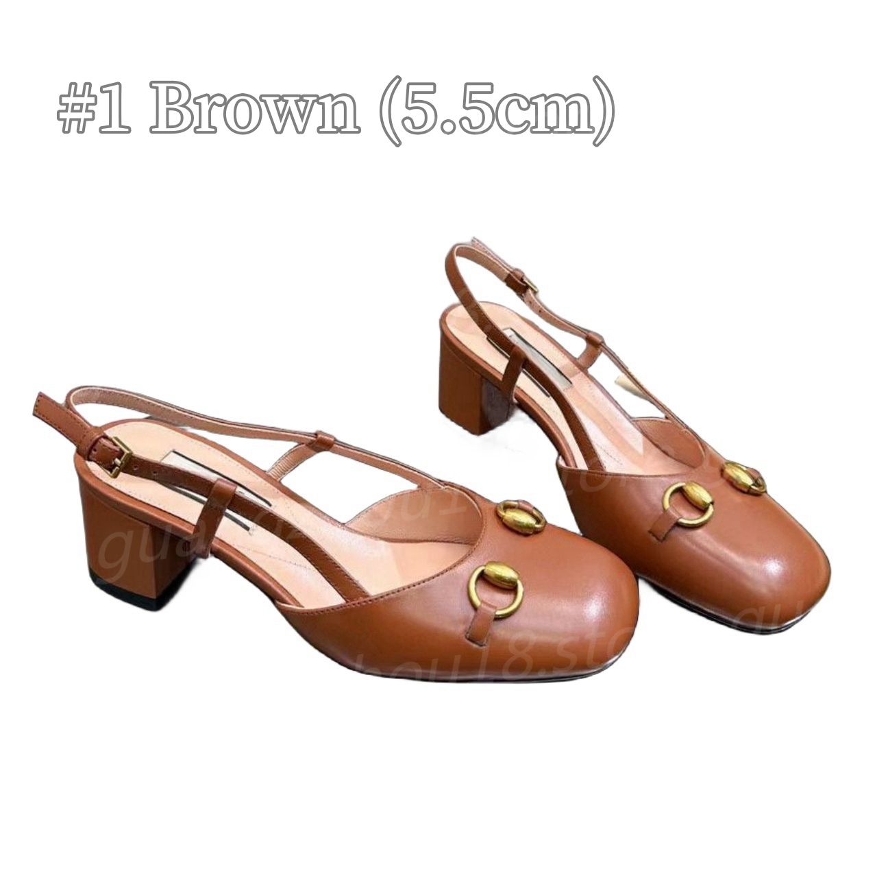 10A Premium Designer Baotou Sandals Fashion Women's Thick Heeled Shoes with Horsebit 9.5cm 5.5cm 26462 27775-image-949835746
