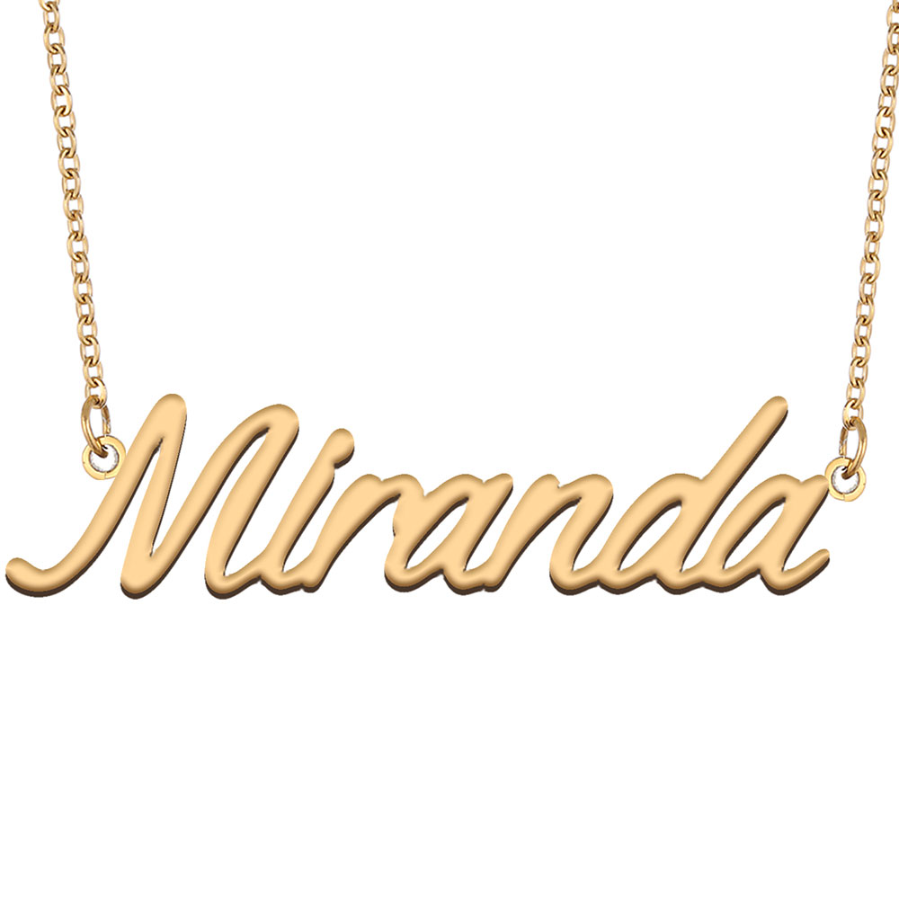 Collier de nom Miranda Pendentif pour la plaque signalétique personnalisée pour les femmes Girls d'anniversaire Gift Kids Best Friends Bijoux 18K