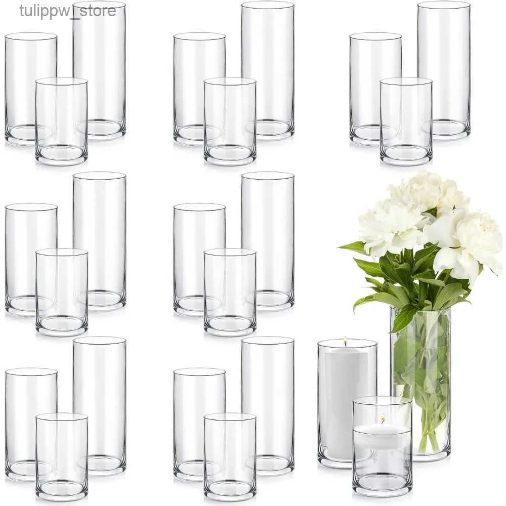Vases 24 Pcs Glass Cylinder Vases Hurricane Vase Bulk for Centerpieces Flower Vase for Floating Candle Tall Glass Pillar Candle Holder L240309-image-949801368