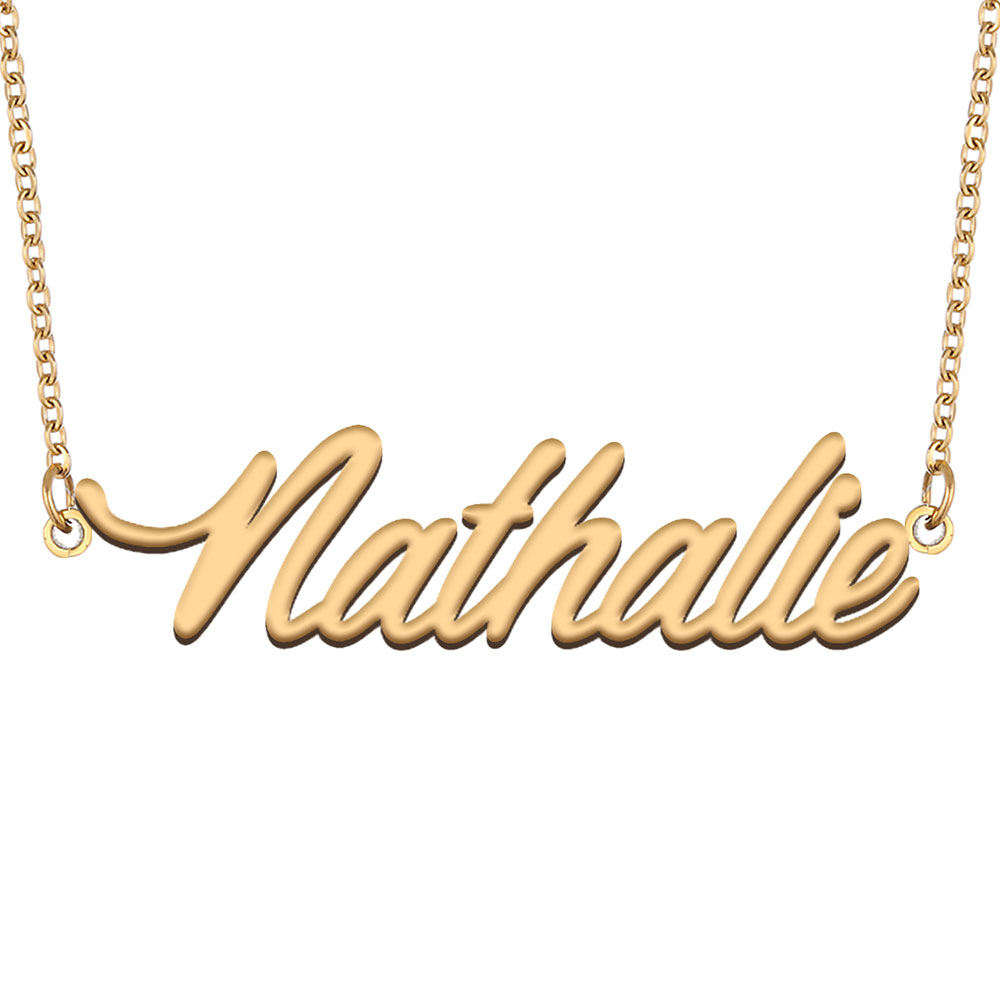 Nathalie Name Necklace Custom Nameplate Pendant for Women Girls Birthday Gift Kids Best Friends Jewelry 18k Gold Plated Stainless Steel-image-606911713