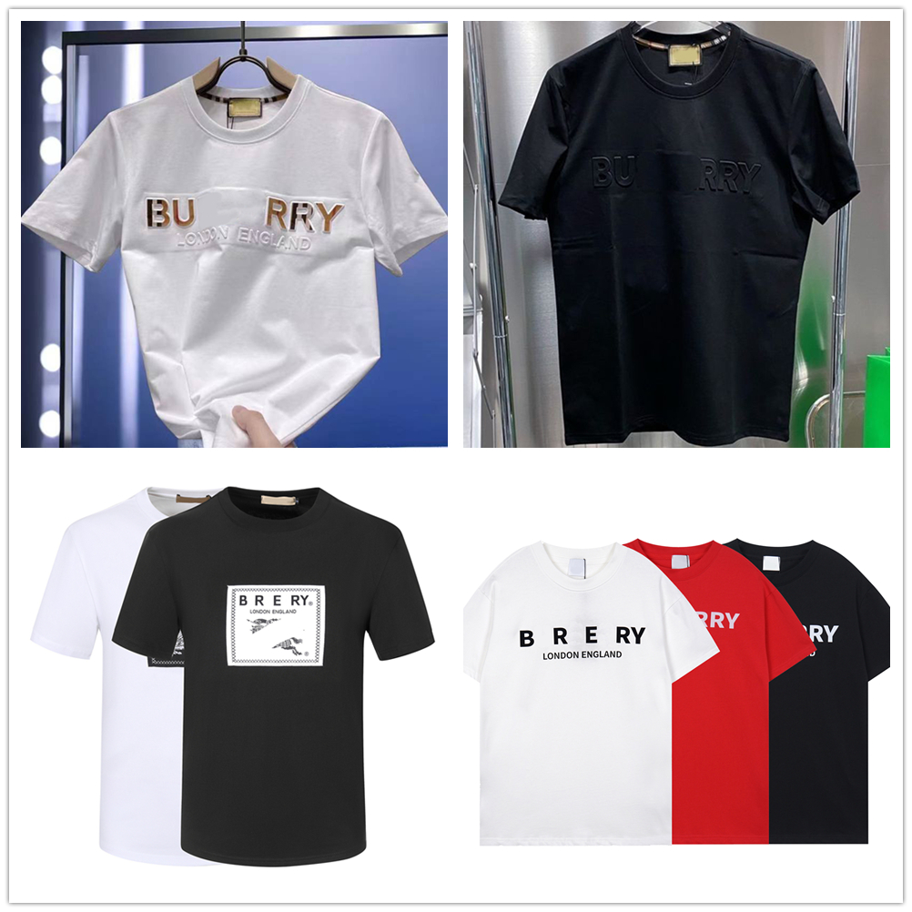 T-shirts pour hommes de créateurs Noir Beige Plaid Stripe Marque Lettres classiques 100% coton respirant résistant aux rides hommes et femmes mêm