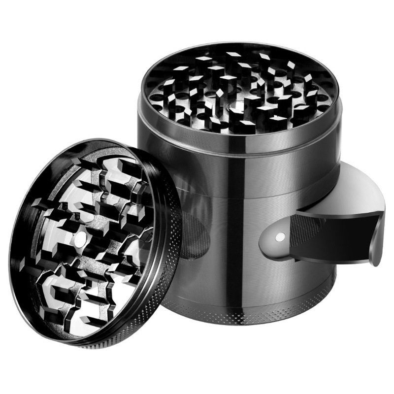 DPAG079 Premium Zinc Alloy Herb Grinder with Skylight and Lightning Bolt Design - 60mm Diameter, 4-Layer Grinding Machine-image-950020793