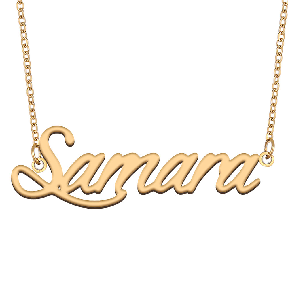 Samara Name Collier Plavier à la plaque signalétique personnalisé pour les femmes Girls d'anniversaire Gift Kids Best Friends Jewelry 18K Gold pl