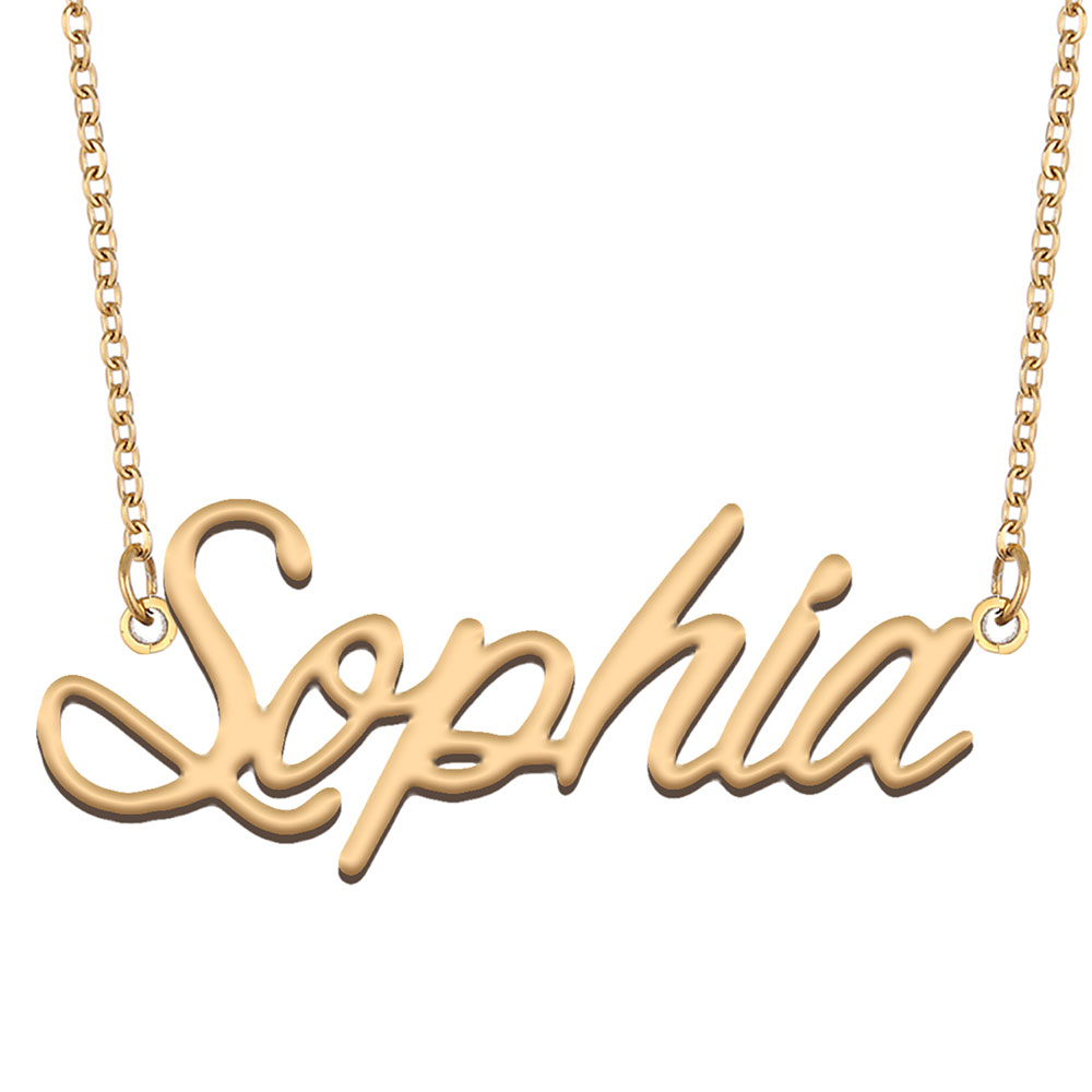 Sophia Personalized Name Necklace for Women Stainless Steel Nameplate Necklaces - 18K Gold Plated Minimalist Jewelry Gift for Her-image-407947747