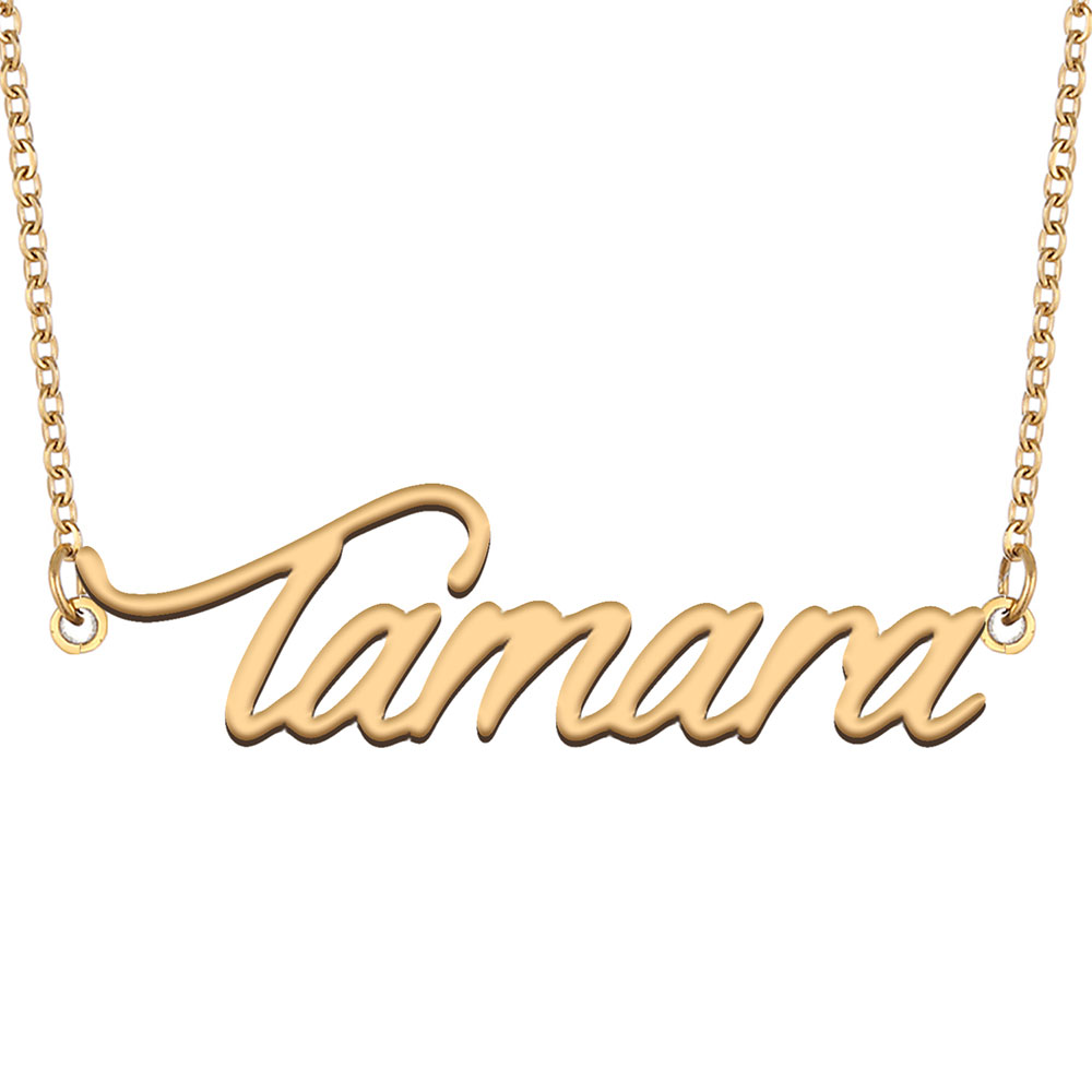 Tamara Name Necklace Custom Nameplate Pendant for Women Girls Birthday Gift Kids Best Friends Jewelry 18k Gold Plated Stainless Steel-image-606495126