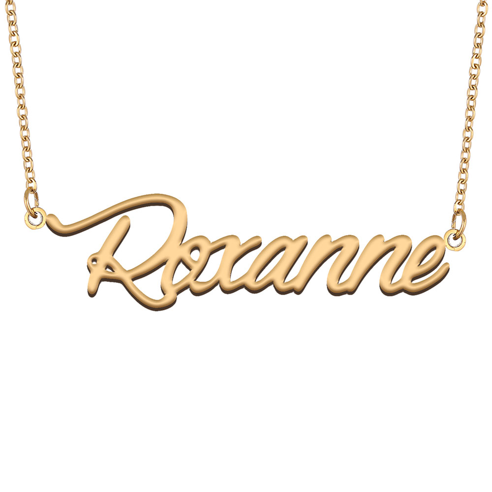 Roxanne name necklaces pendant Custom Personalized for women girls children best friends Mothers Gifts 18k gold plated Stainless steel-image-602630756
