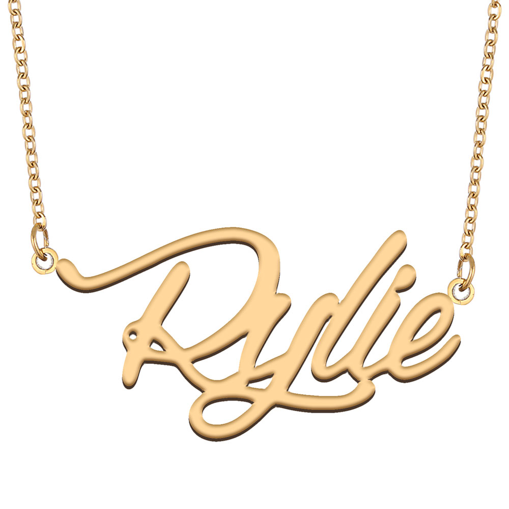 Rylie Name Necklace Pendant for Women Girls Birthday Gift Custom Nameplate Children Best Friends Jewelry 18k Gold Plated Stainless Steel-image-530029229