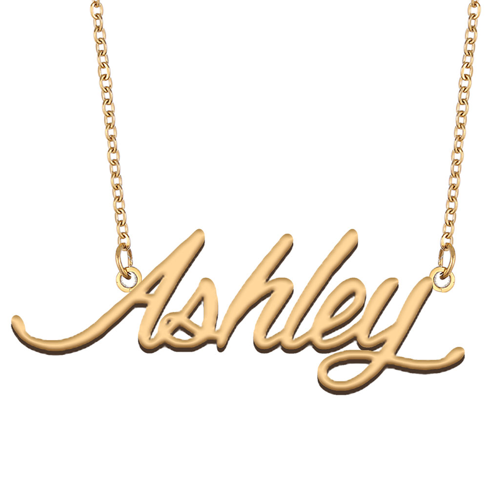 Ashley Personalized Name Necklace for Women Stainless Steel Nameplate Necklaces - 18K Gold Plated Minimalist Jewelry Gift for Her-image-231016085