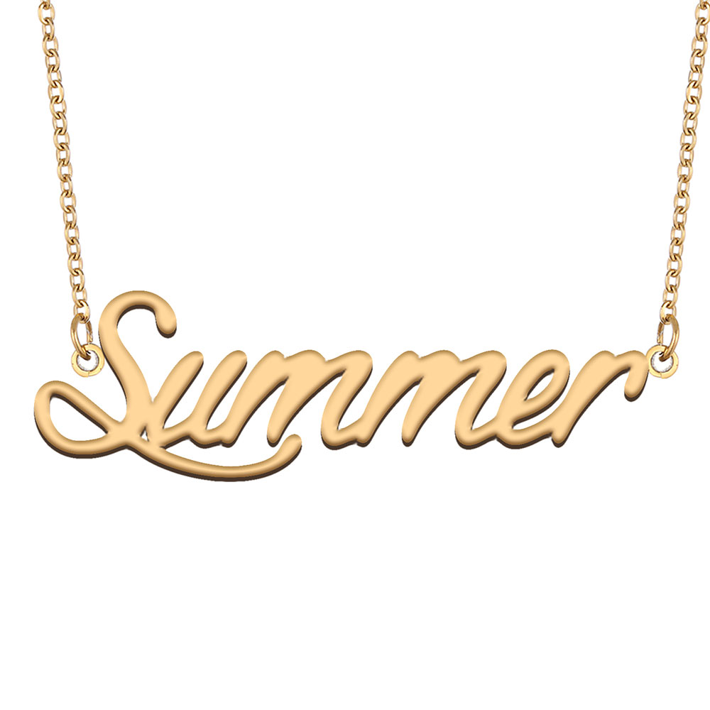 Summer Name Necklace Pendant for Women Girls Birthday Gift Custom Nameplate Kids Best Friends Jewelry 18k Gold Plated Stainless Steel-image-530581601