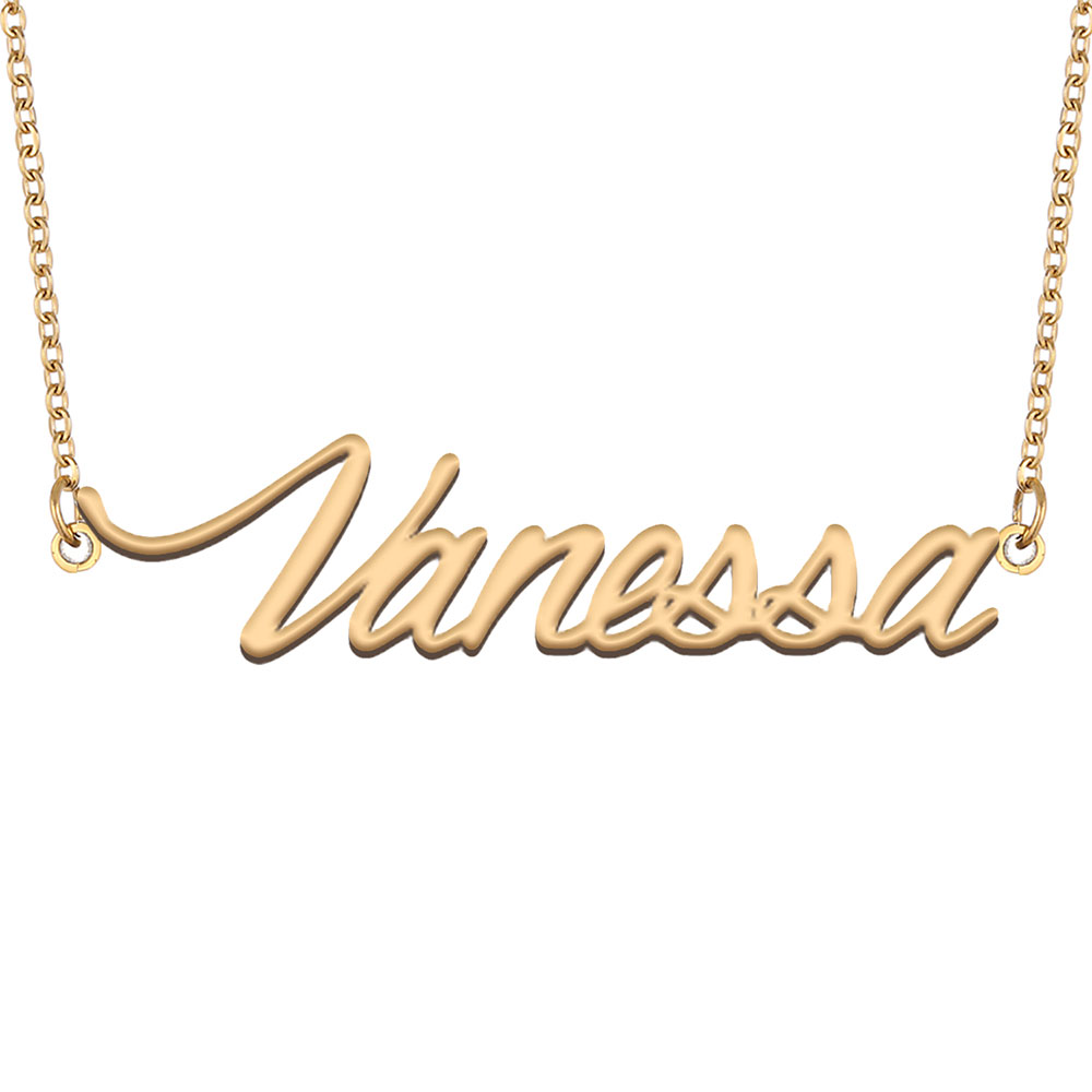 Vanessa name necklaces pendant Custom Personalized for women girl children best friends Mothers Gifts 18k gold plated Stainless steel-image-604487206