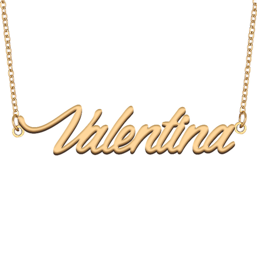 Valentina Name Necklace Pendant for Women Girls Birthday Gift Custom Nameplate Kids Best Friends Jewelry 18k Gold Plated Stainless Steel-image-530885750