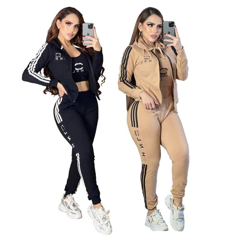 New fashion letters embroidery jogging Suits Women&#039;s tracksuits designer casual BRANded zipper jackets and Jogger pants women hoodies three-image-951070090
