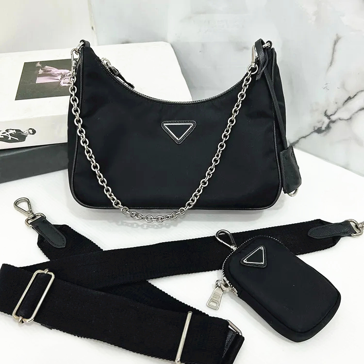 Top quality designer shoulder bag for women Re-edition 2000 2005 white black bags luxury handbag fashion Nylon tote chain cross body bag man armp