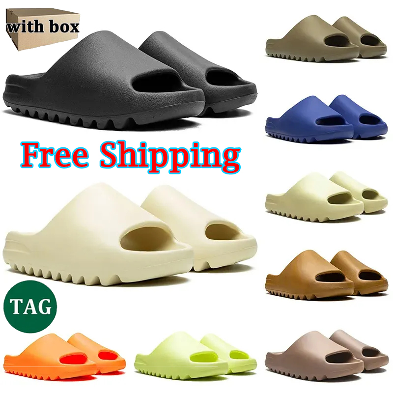 Free Shipping With box designer slippers men women slides Bone Black White Desert Sand Earth Brown Glow Green Moon Gray mens fashion sandals summ-image-951155811