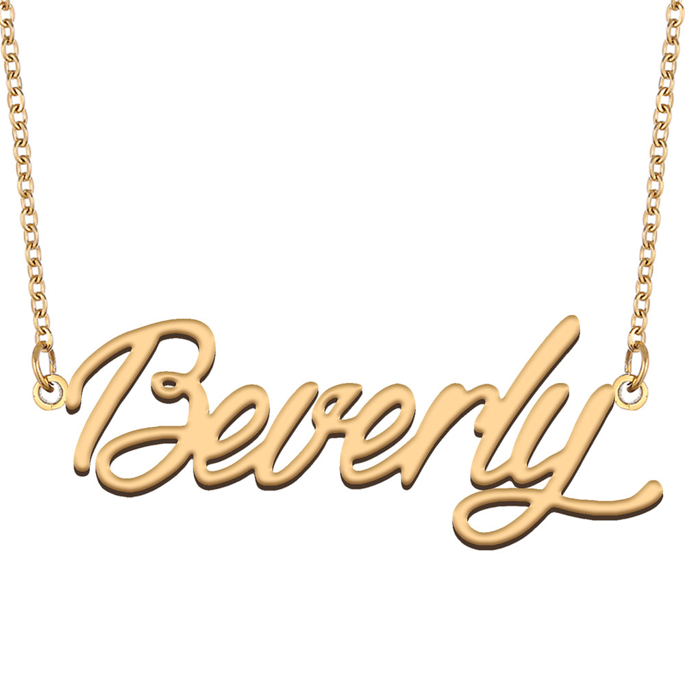 Beverly Name Necklace Custom Nameplate Pendant for Women Girls Birthday Gift Kids Best Friends Jewelry 18k Gold Plated Stainless Steel-image-609345180