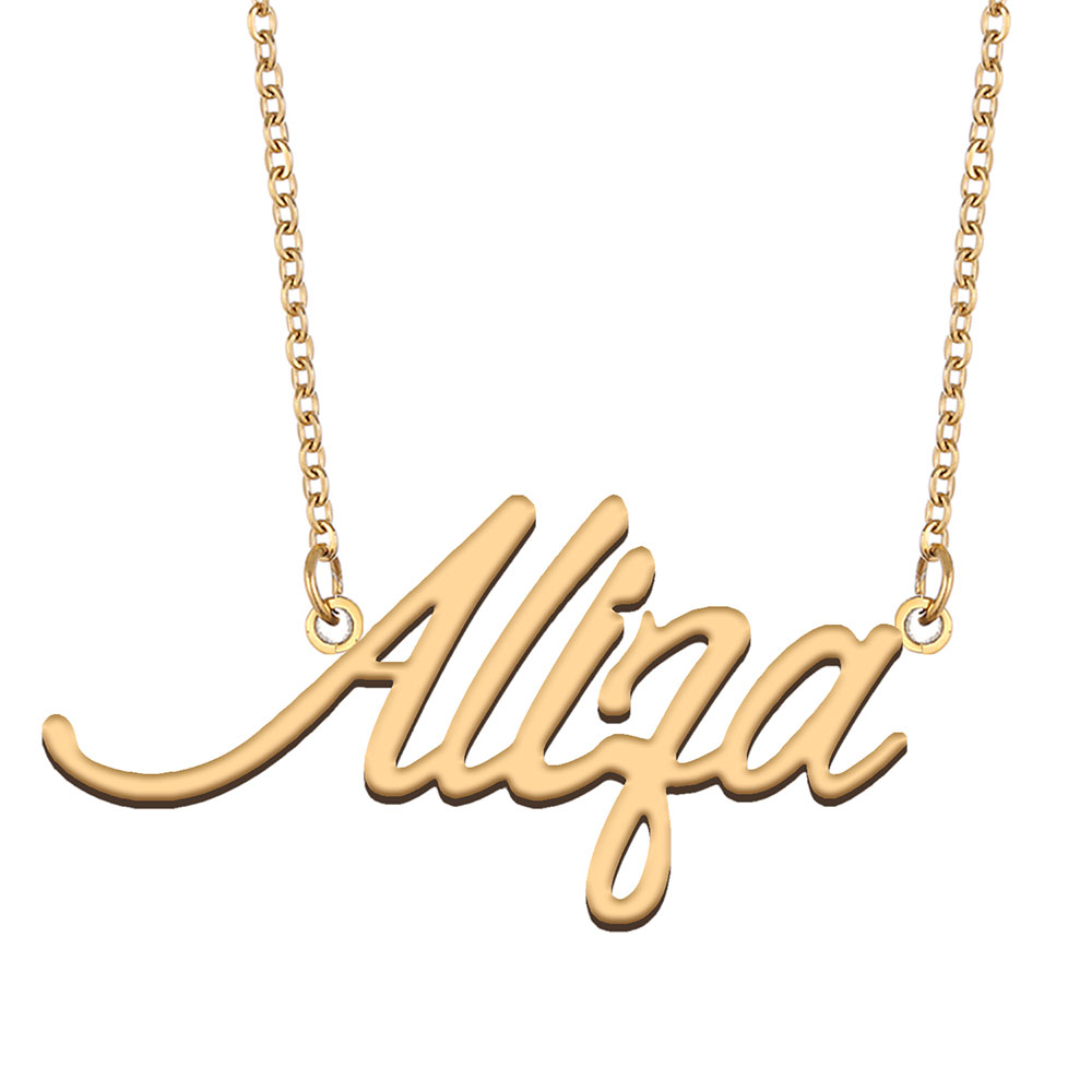 Aliza Name Necklace Pendant for Women Girlfriend Gifts Custom Nameplate Children Best Friends Jewelry 18k Gold Plated Stainless Steel-image-523982008
