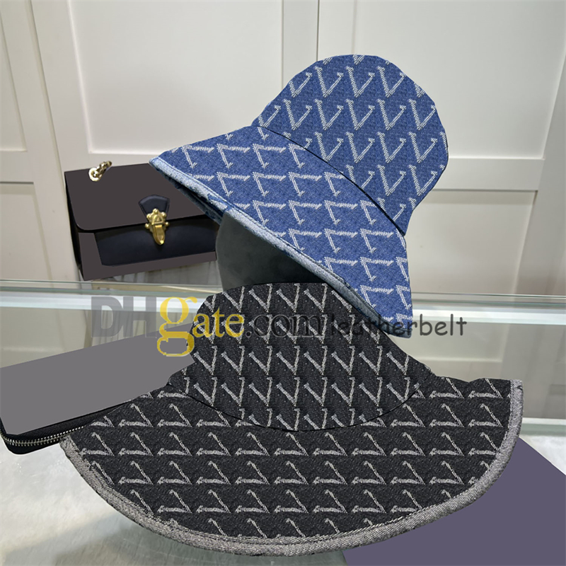 Chapeau de pêcheur en denim de styliste rétro à large bord, chapeau de soleil classique pour l'extérieur, seau en Jacquard avec lettres, chapeaux