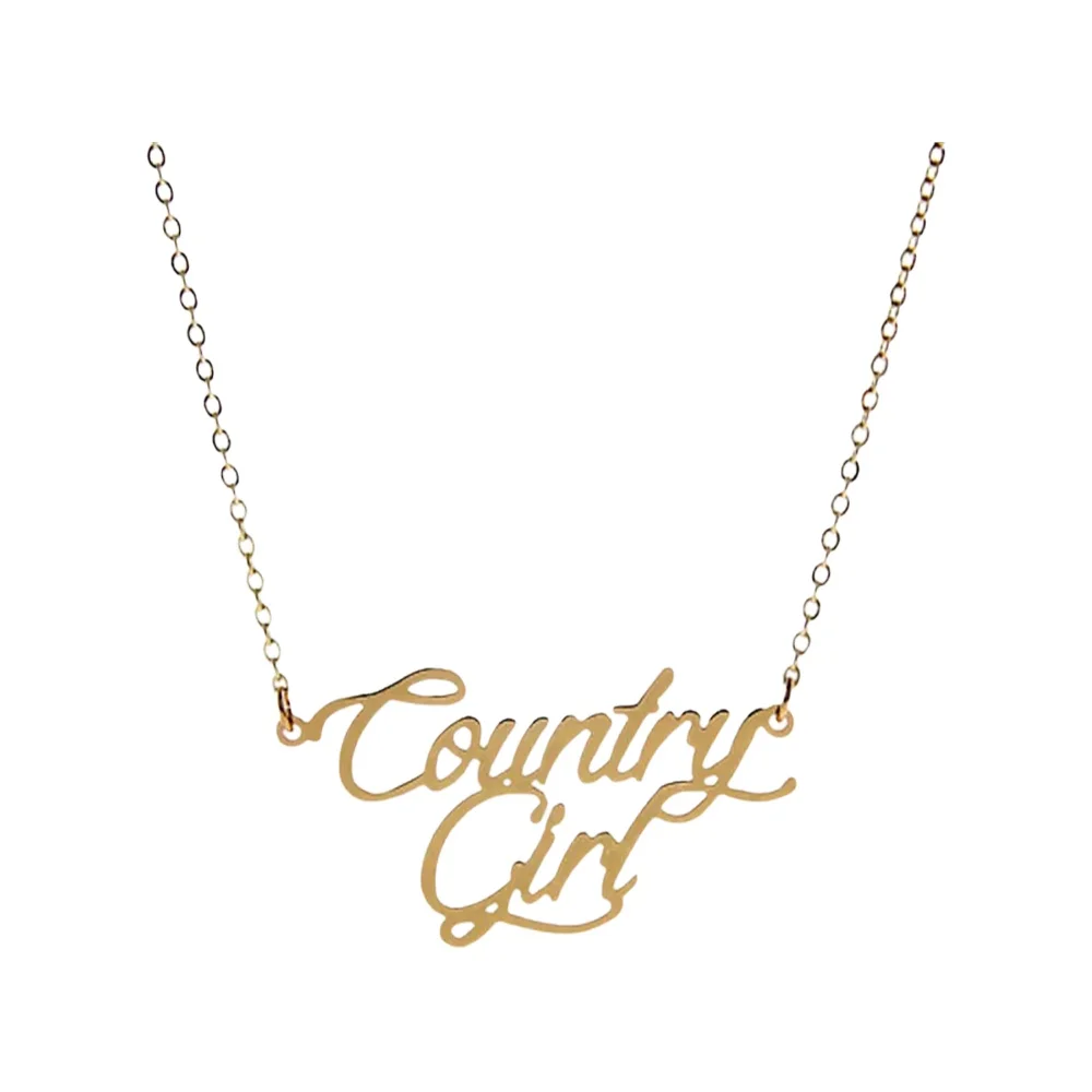 Country Girl Name Necklace Custom Nameplate Pendant for Women Girls Birthday Gift Kids Best Friends Jewelry 18k Gold Plated Stainless Steel-image-608271324