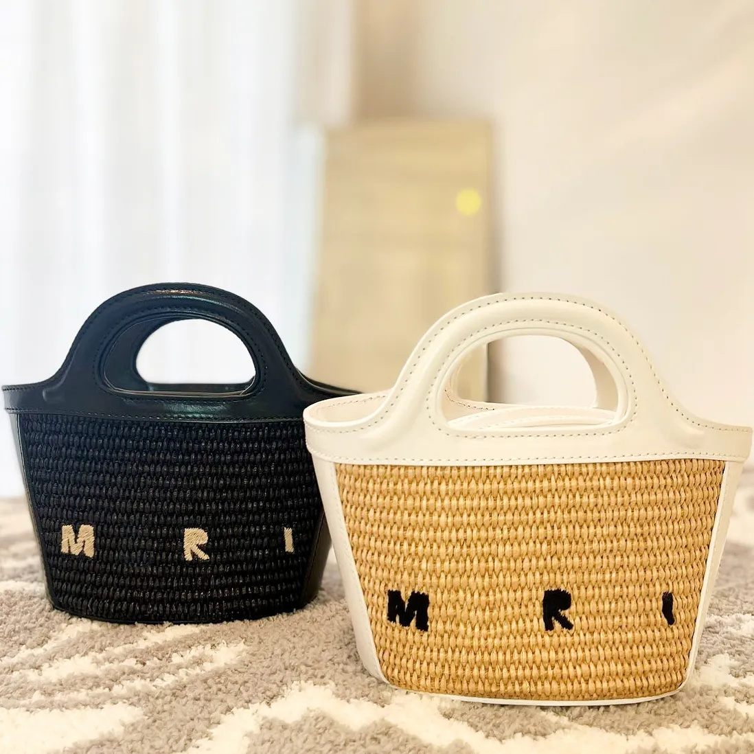 Top poignée de luxe Marn Weave Raphias Shopper Sacs Paille Tropicalia Micro Femmes Designer Sac à main à bandoulière Homme Week-end Beach Fashion