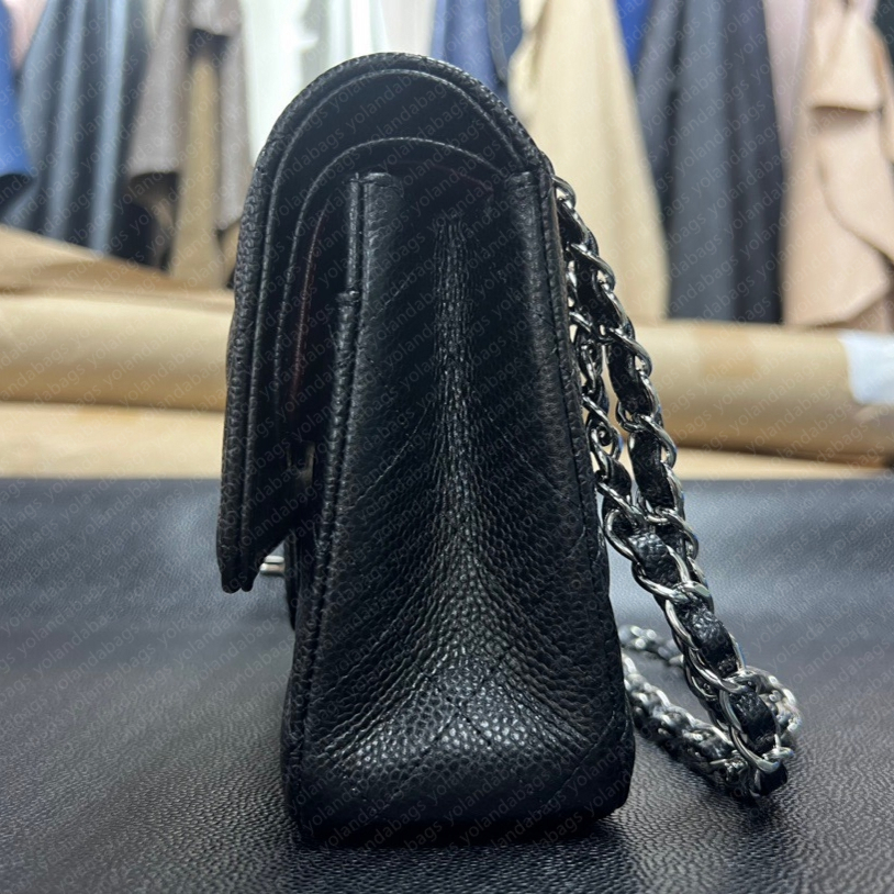 9A Designer bag Mirror quality Jumbo Double Flap Bag Luxury 23cm 25CM 30cm Leather Caviar Lambskin Classic Black Purse Quilted Handbag Gold and Silver Label With Box 