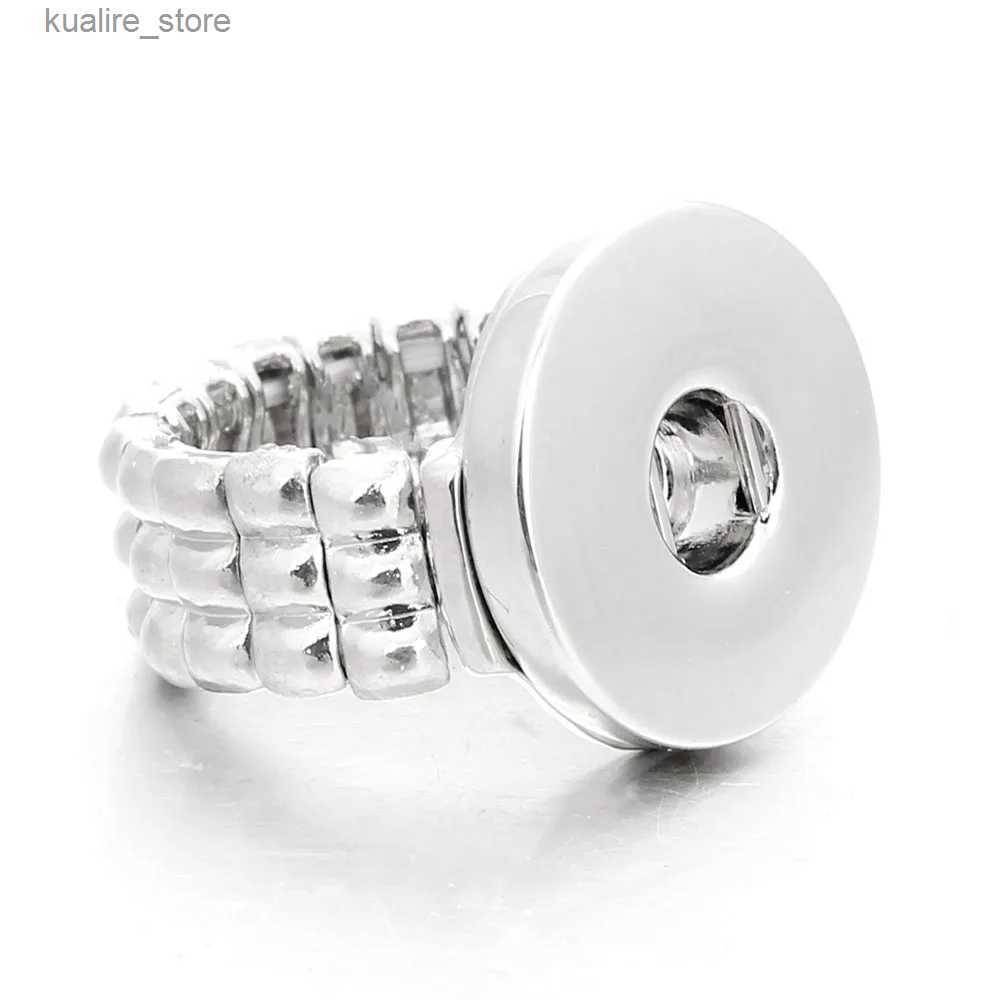 Cluster Rings 10PCS Wholesale Elastic Snap Ring Jewelry DIY 18mm Metal Snaps Button Ring For Women Fashion Jewelry L240315-image-952888702