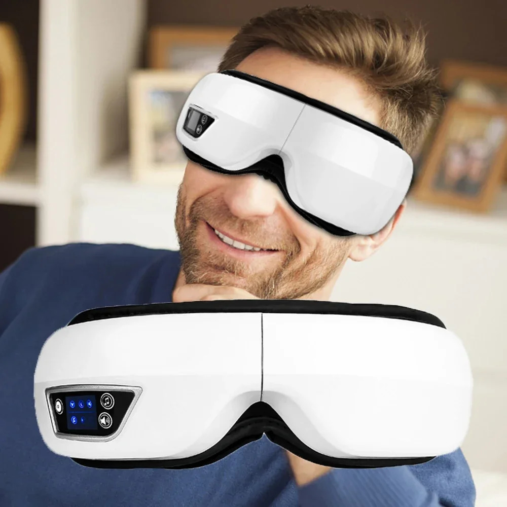 Electric Smart Eye Massage Instrument Music Foldable Vibration Heating Airbag Massager Tired Eye Dark Circles Remove Eye Care 6D 240313