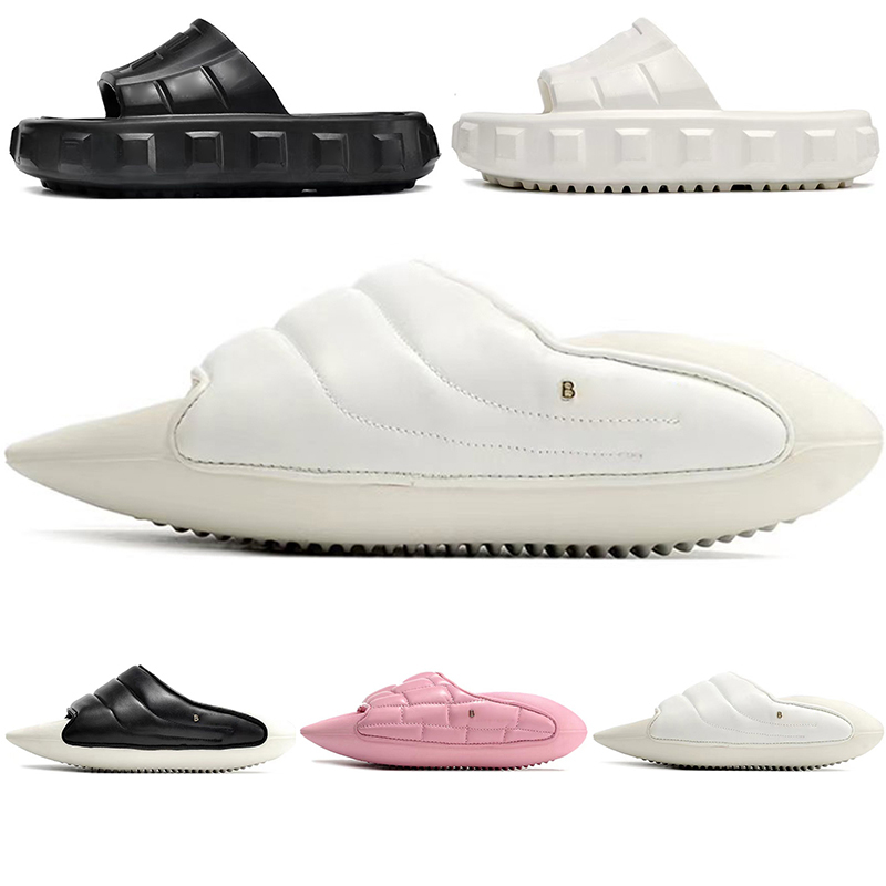 Pantoufles de luxe de luxe pour hommes femmes diapositives en cuir en caoutchouc curseurs noirs blancs sandales roses mode 2024 chaussures de pla