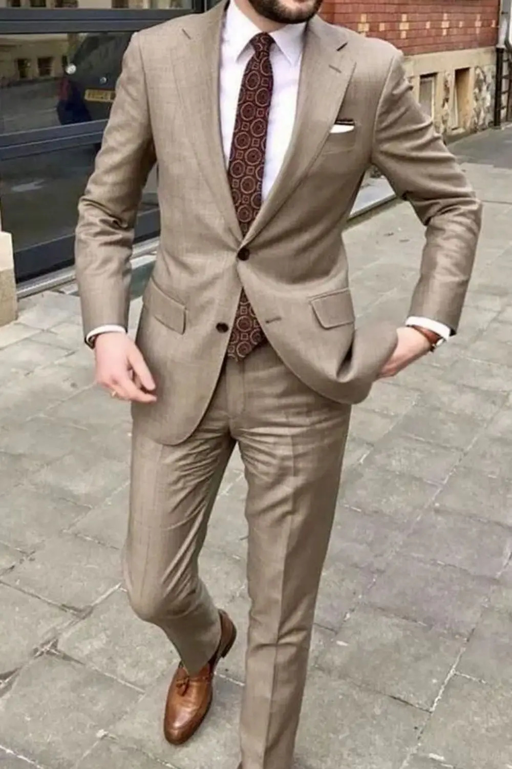 2023 Mens Suit Handsome Casual 2 Piece For Men Wedding Tuxedos Notched Lapel Groomsmen Business Prom Blazer 240301-image-953831259