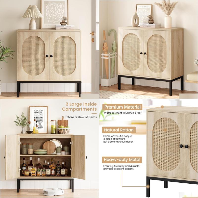 buffet cabinet rattan storage cabinet with doors and shelves accent cabinet sideboard wood console cabinet with storage entryway cabinet