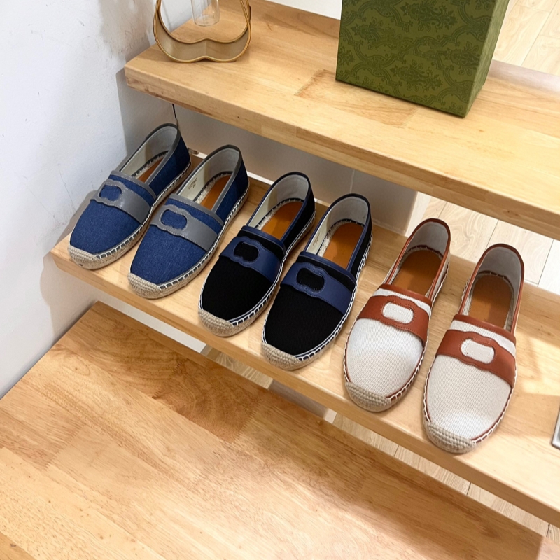 2024 New Arrival Women Fashion Espadrilles Loafers Genuine Leather Luxury Brand Designer Shoes Woman High Quality Flats Canvas Casual Shoes-image-952523245