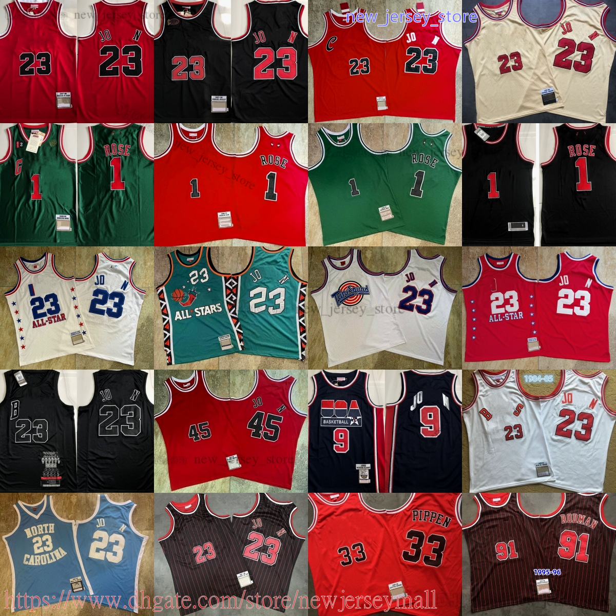 Classic Retro Michael Authentic Embroidery Pippen 1997-98 Basketball Jersey Rodman Real Stitched 1996 all-star Breathable Sport Shirt