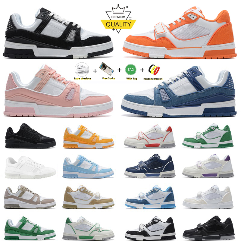 2024 Designer Casual Chaussures De Luxe Virgil Baskets Plateforme Baskets Denim Toile Cuir Blanc Vert Rouge Bleu Lettre Superpositions Hommes Fem