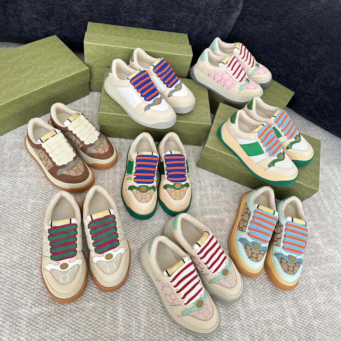 Italy Dirty Leather Shoe mens screener women sneakers Green Red Stripe Luxurys Designers Canvas Ace Casual Shoes Classic Butter Distressed Screen-image-953203136