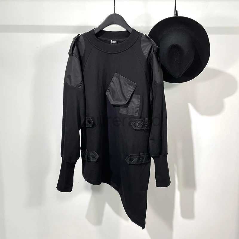 Men's Hoodies Sweatshirts Owen Seak Cotton Sweatshirts Gothic Style Clothing Spring Autumn Solid Black Bottoming Shirt 24318-image-952994737