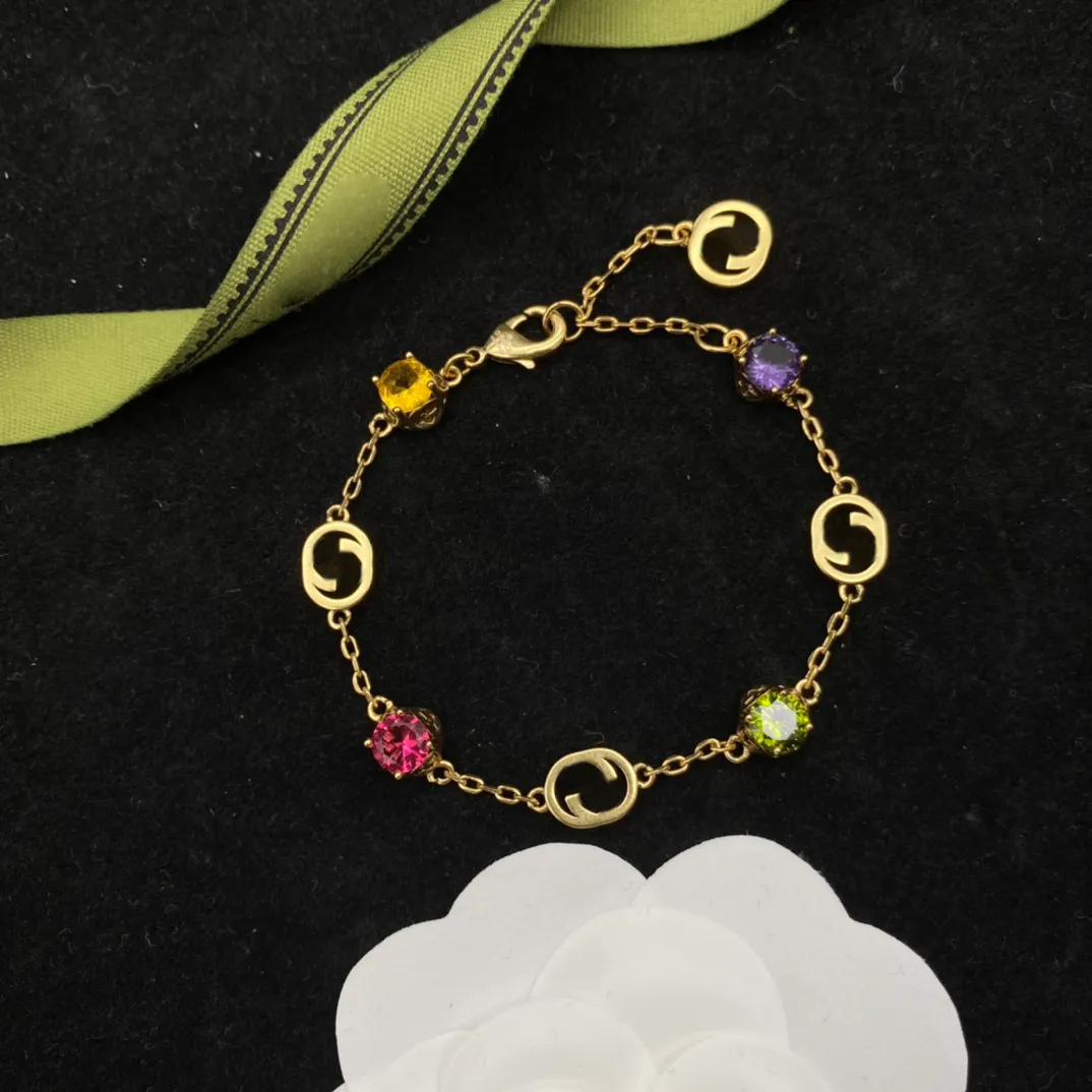 Luxury classic colorful gem bracelet Fashion Necklace Jewelry G Bracelets & Chain wedding Diamond bracelet high quality with box-image-952887605