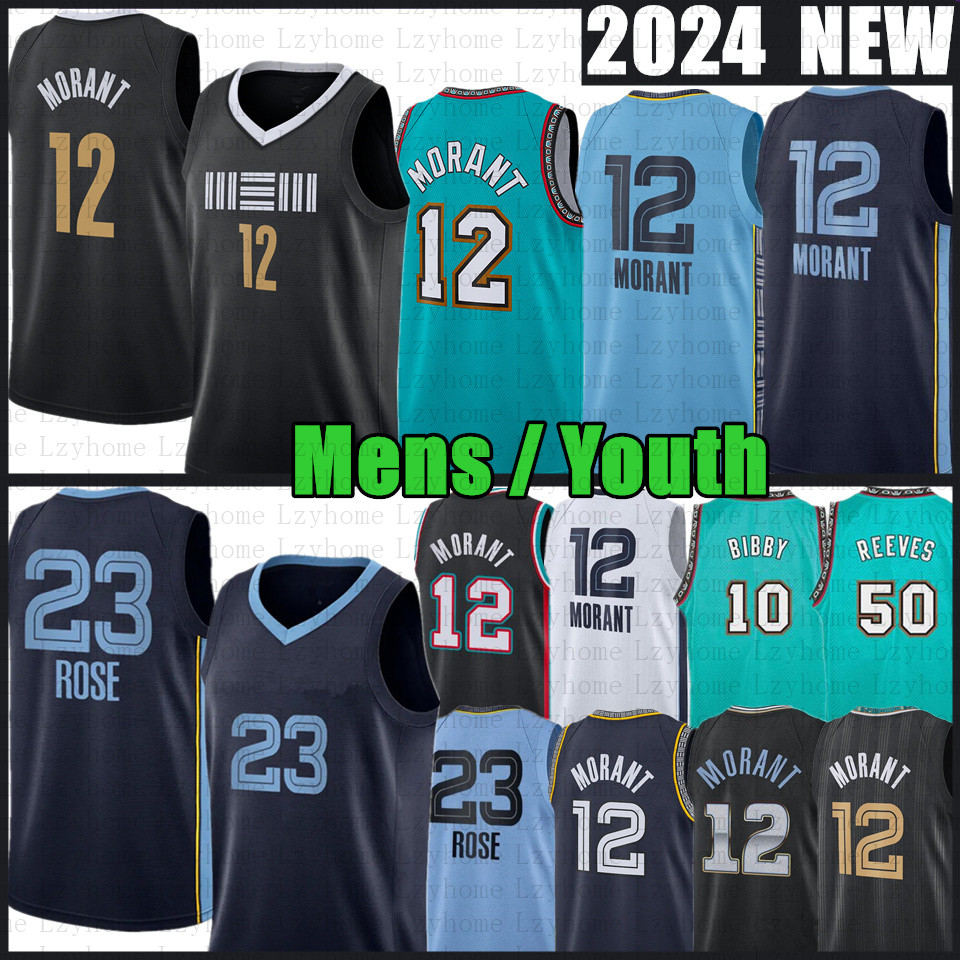 Mens Youth Ja Morant Basketball Jersey Mike Bibby Black Desmond Bane Jaren Jackson Jr City 2023 2024 Derrick Kids Rose Teal Retro Shirt 10 12 23 